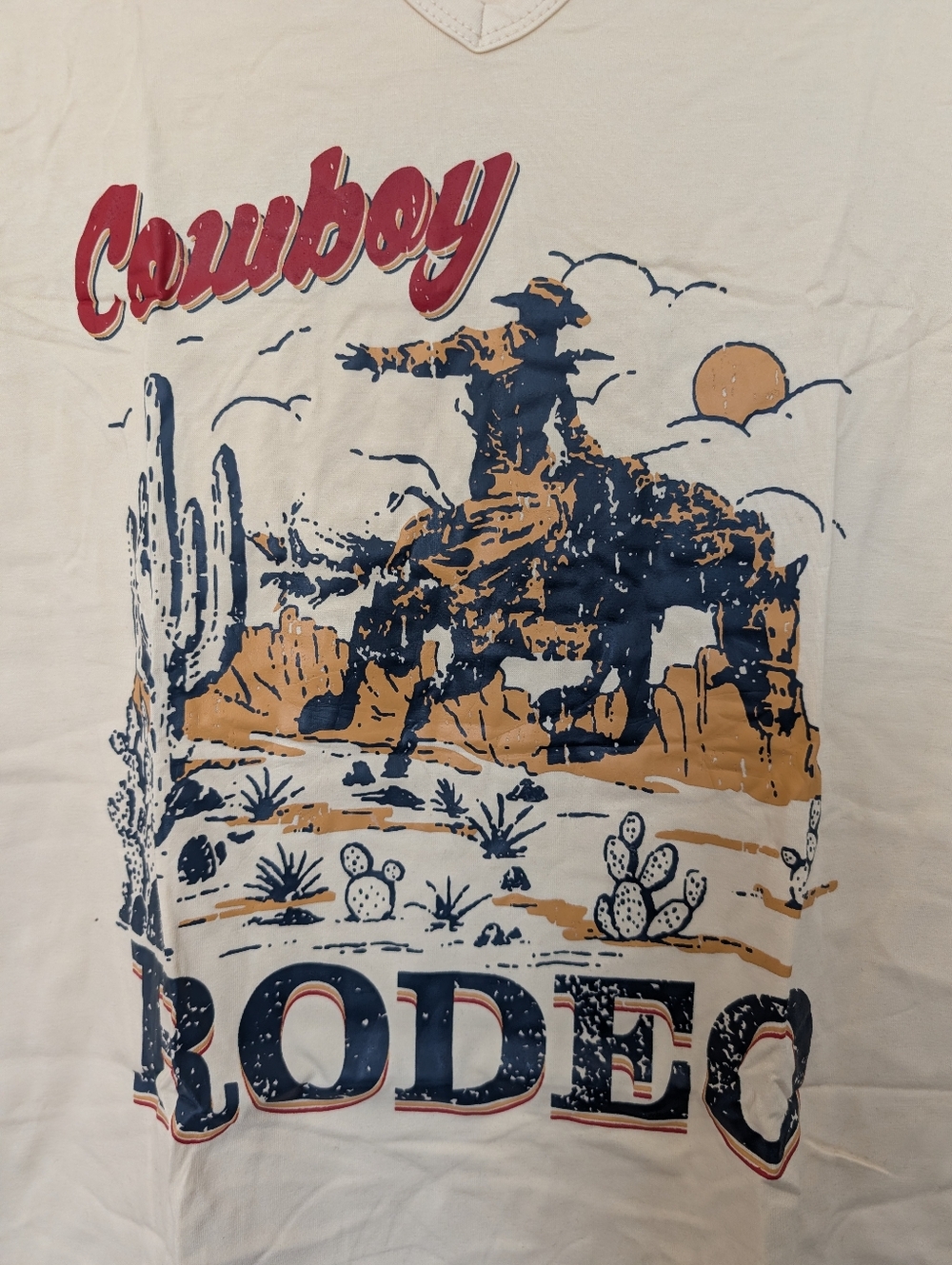 Cowboy Rodeo Graphic Tee in Yellow Cream with Navy & Tan